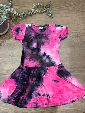 Dori Creations Girls Tie Dye Skater Dress Pink Purple Size 7